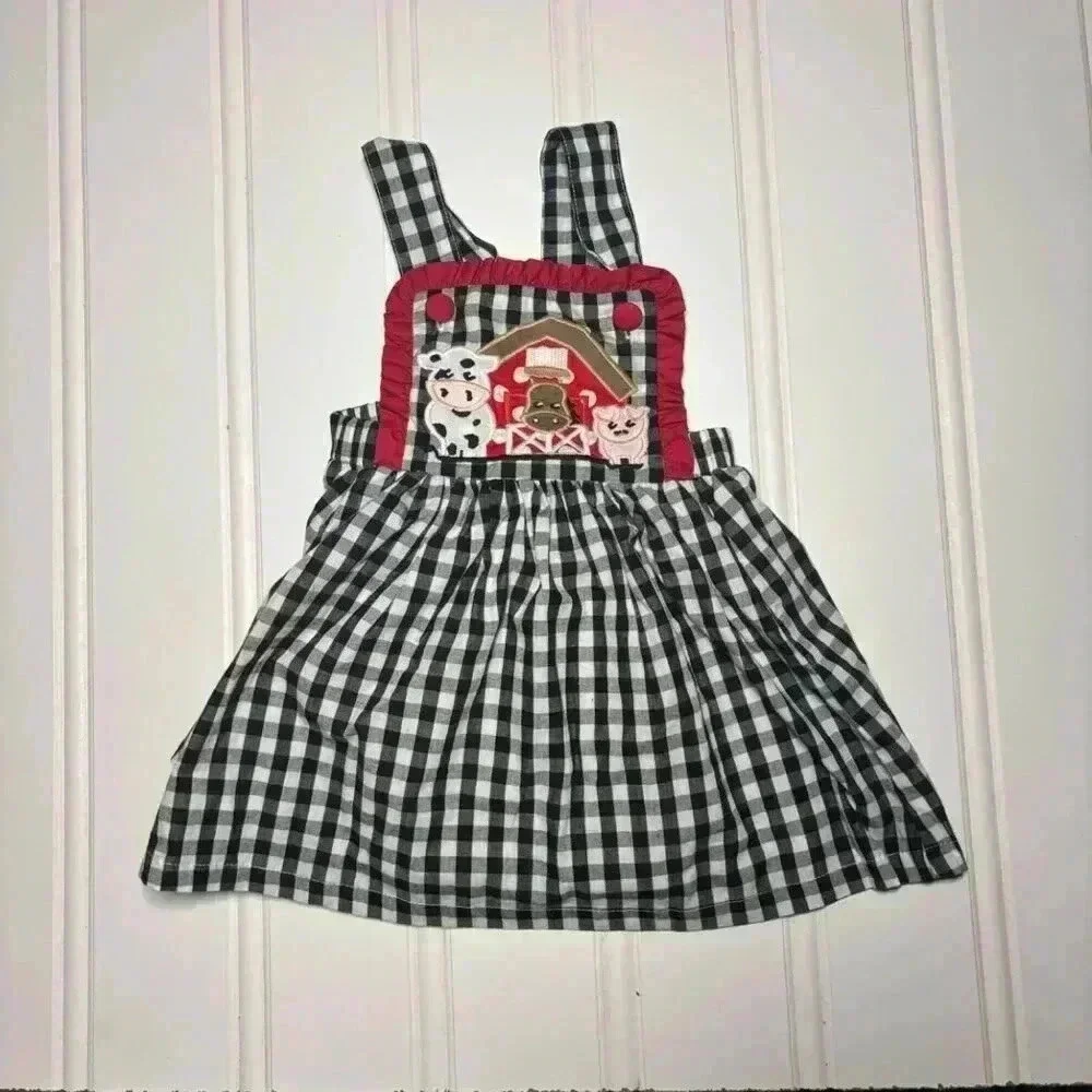 Farm Black White Gingham Overall Dress 1218m Cactus Brand Farm Black White Gingham Overall Dress 1218m Cactus Brand